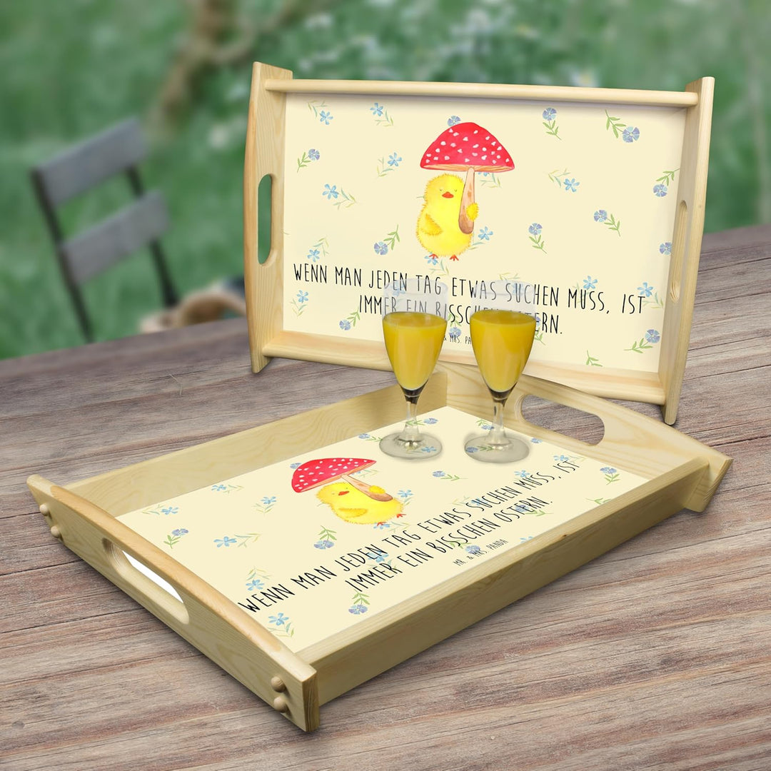 Mr. & Mrs. Panda Tablett Küken Fliegenpilz - Ostergeschenke, Osterdeko, Geschenk, Dekotablett, Oster