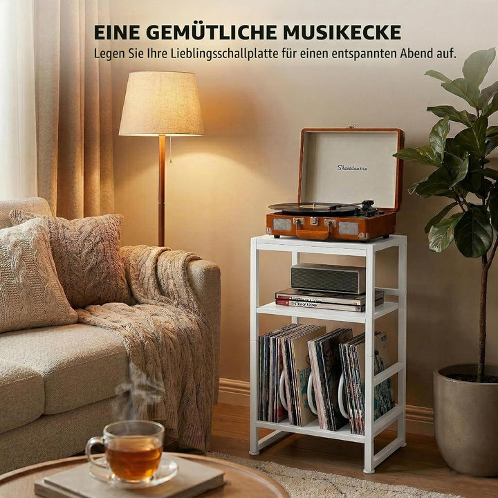 Plattenspieler-Ständer, 3 Etagen Beistelltisch,Plattenspielertisch Aufbewahrung von Schallplatten, b
