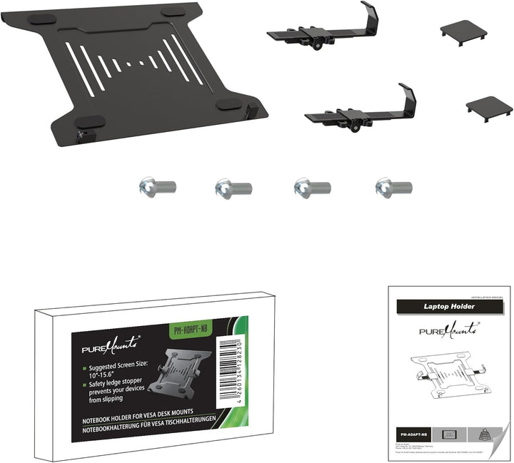 PureMounts PM-Adapt-NB Notebookhalterung für VESA Tischhalterungen schwarz 75x75 und 100x100, 75x75
