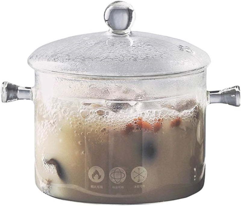 TAMUME 1.5L Glastopf zum Kochen, Doppelgriff