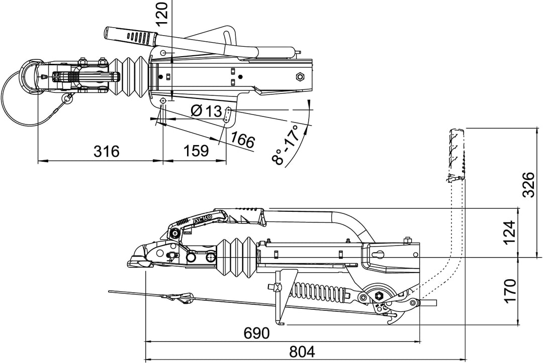 AL-KO ALKO 247581 Auflaufeinrichtung 251 G Ausf. A 1500 – 2700kg V-Deichsel Obereinbau
