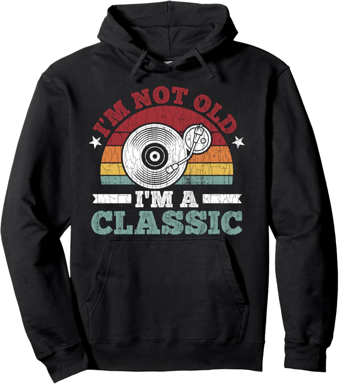Lustige Vinyl-Schallplatten-Grafik. Pullover Hoodie