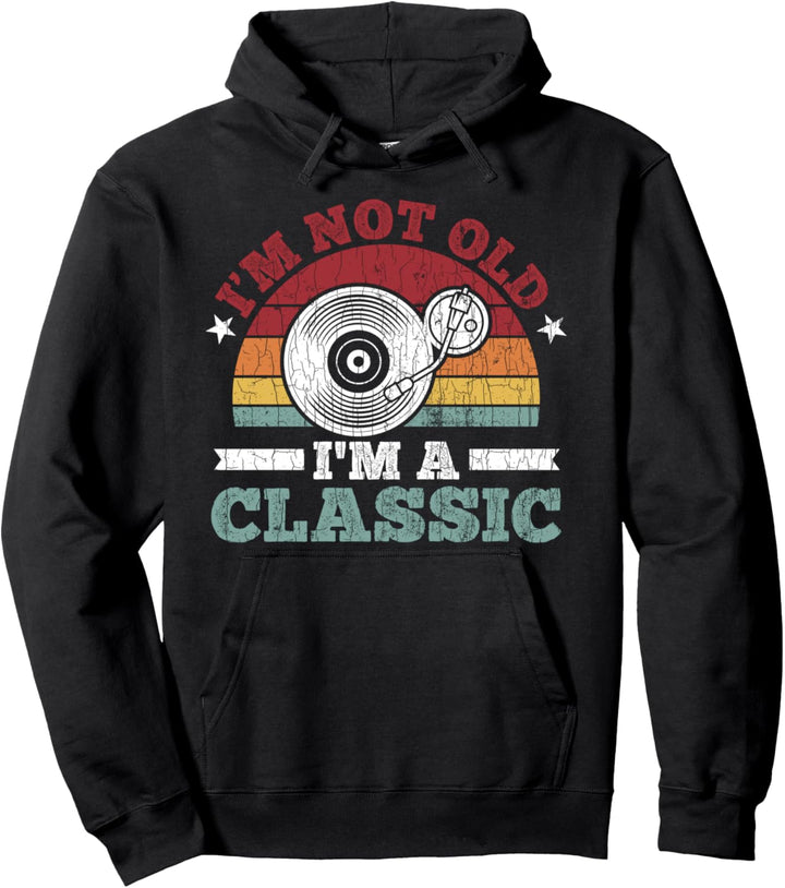 Lustige Vinyl-Schallplatten-Grafik. Pullover Hoodie