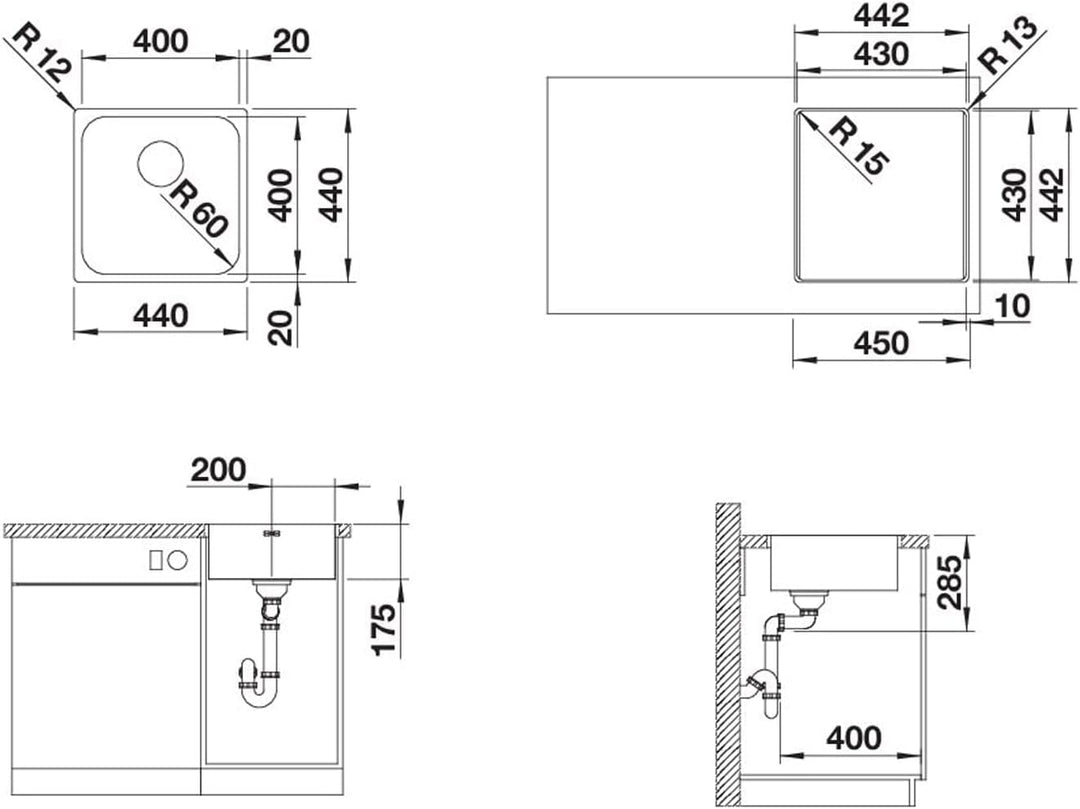 BLANCO SUPRA 400-IF R12 | Edelstahl | Einbauart: Einbau von Oben & Flächenbündig | ohne Ablauffernbe