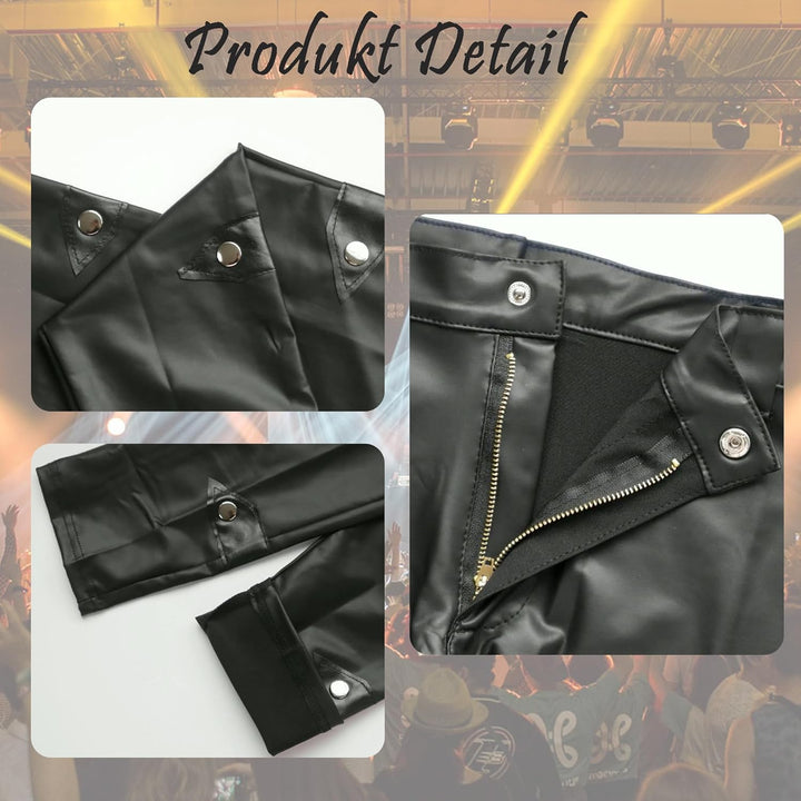 QiaTi Männer Faux Leder Hosen Leggings Reissverschluss Strumpfhose Lackiertes Leder Schwarze Hosen e