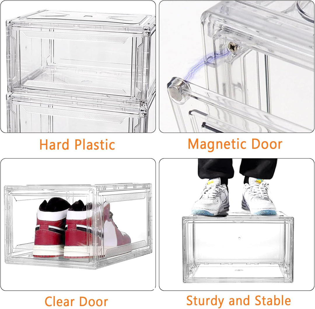 Clear Sturdy Shoe Storage Box Stackable Shoe Organizer X-Large Shoes Bin Space Saving Shoe Container