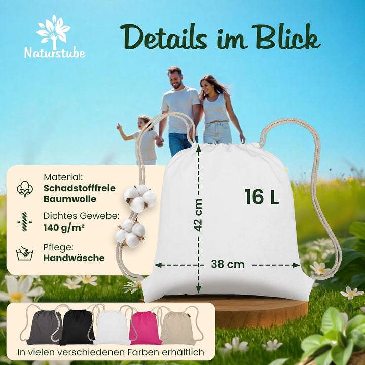 Baumwoll 10er Set Weisser Turnbeutel Sportbeutel Zuziehbeutel Gymsack Sack Jute Schule Rucksack, Wei
