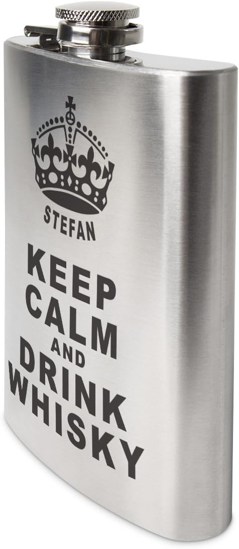 Flachmann Edelstahl 8oz. 237 ml mit individueller Gravur - Keep Calm, Keep Calm