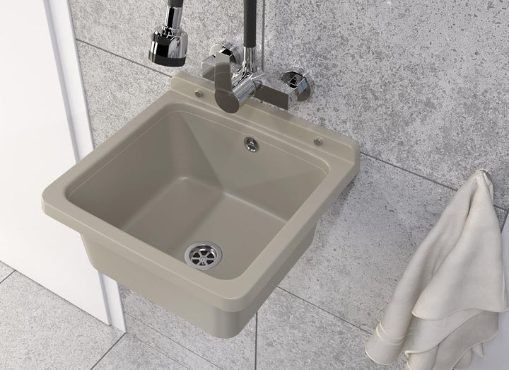 Granitan Ausgussbecken für Garage Keller Werkstatt und Waschküche - Universal Waschtrog mit Siphon -