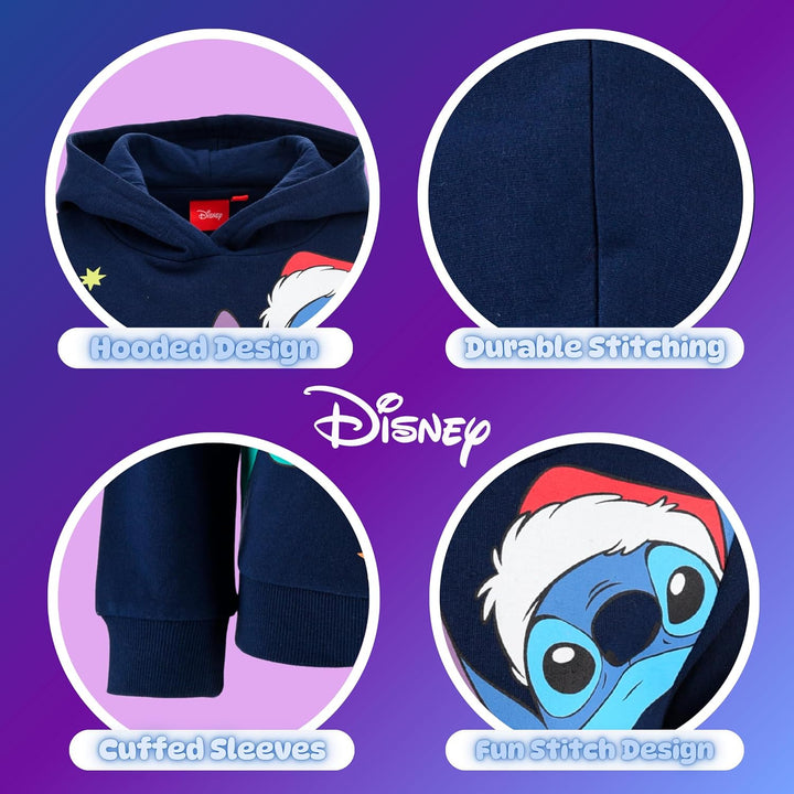 Disney Stitch Mädchen Kapuzenpullover, Design Weihnachts Sweatshirt, Pullover für Mädchen, Grössen 3
