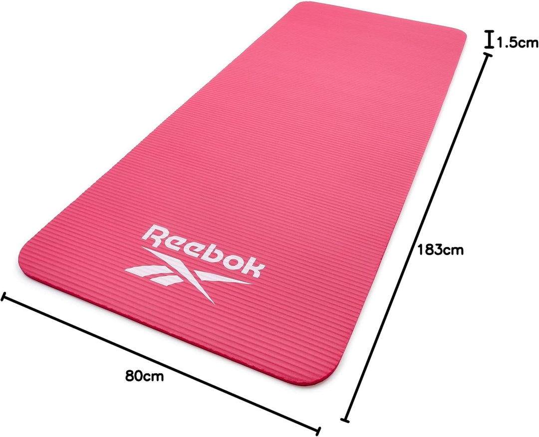 Reebok Trainingsmatte - Rutschfeste Gymnastikmatte aus natürlichem Gummi in 7mm, 10mm, 15mm und vers