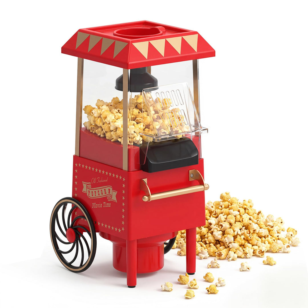 GIANTEX Popcornmaschine Retro, 1200W Popcorn Maker Heissluft ohne Öl, schnelle Zubereitung in 2 Minu