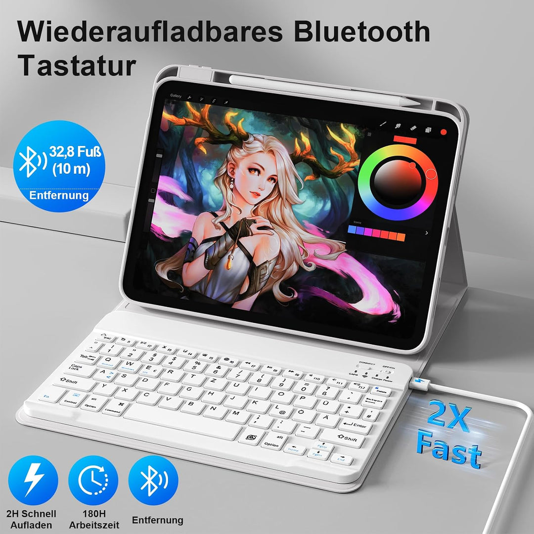 Hülle mit Tastatur für iPad Air 11 Zoll (2026 M4/2025 M3/2024 M2), iPad Air 5./4. 2022/2020 10,9 Zol
