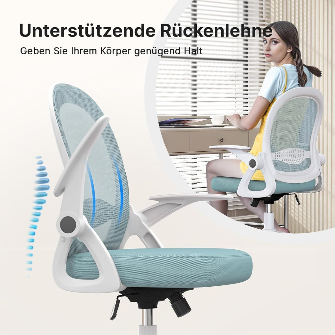 naspaluro Bürostuhl, Ergonomischer Schreibtischstuhl mit Atmungsaktiv Netzbespannung, Hochklappbare