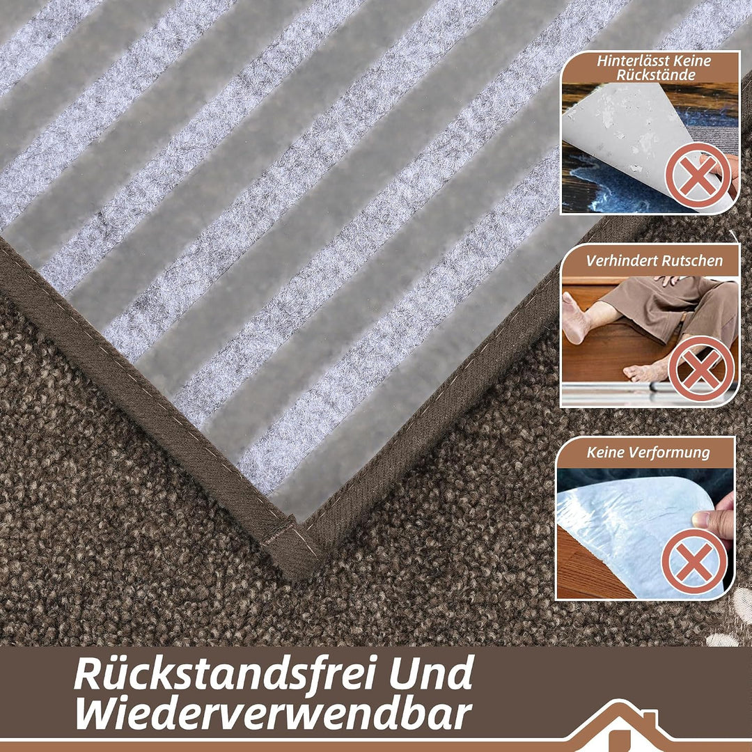 BEQHAUSE Stufenmatten Innen rutschfest, Einfache Montage, Braun, 4 Stück | Maschinenwaschbare Treppe