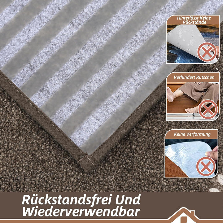 BEQHAUSE Treppeneckmatten Stufenmatten Innen rutschfest, 76X76cm,Braun | Maschinenwaschbare Treppent