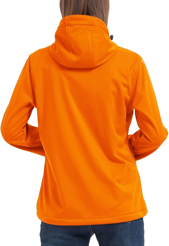 ATLASLAVA Damen Softshelljacke Wasserdichte Atmungsaktive Leichte Fleece Kapuze Übergangsjacke Laufe