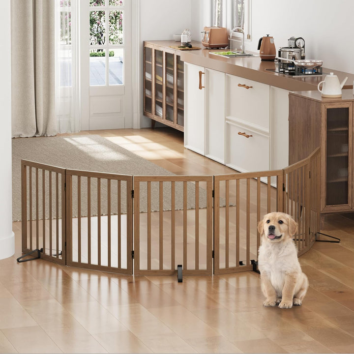 Hundegitter, freistehende Hundegitter für Türen, 6 Paneele (dunkles Walnuss) Dunkles Walnussbraun 6