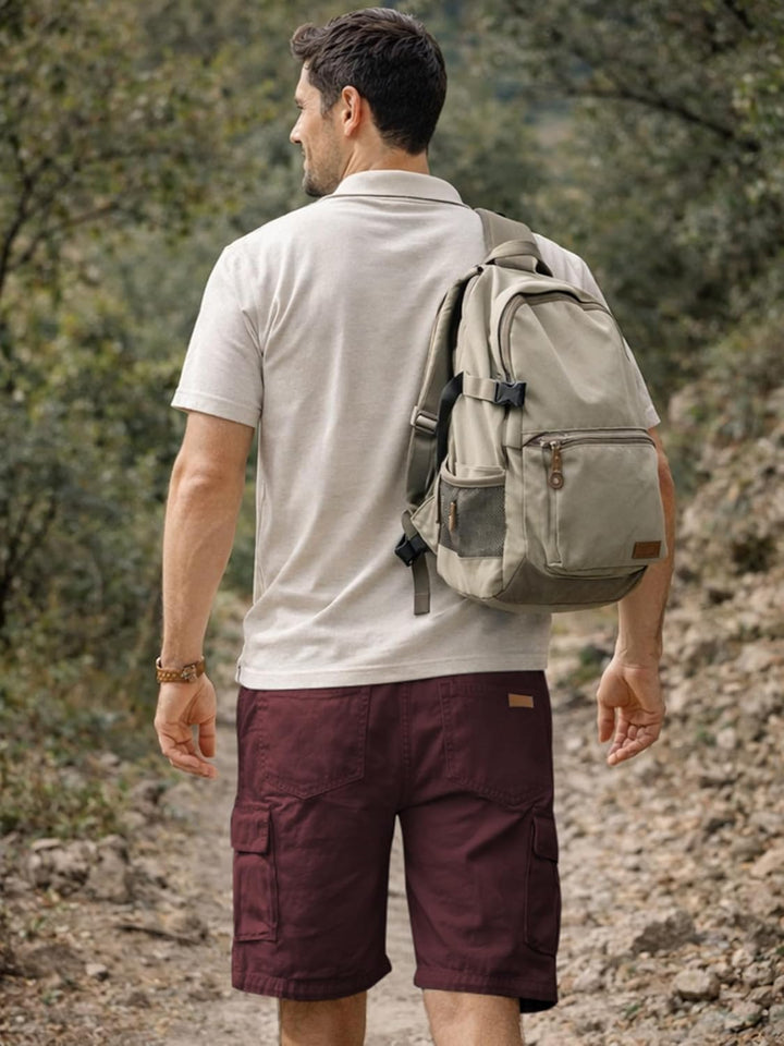 JMIERR Kurze Hosen Herren Baumwolle Cargo Shorts Herren Sommer Freizeithose mit Taschen S Burgundy,