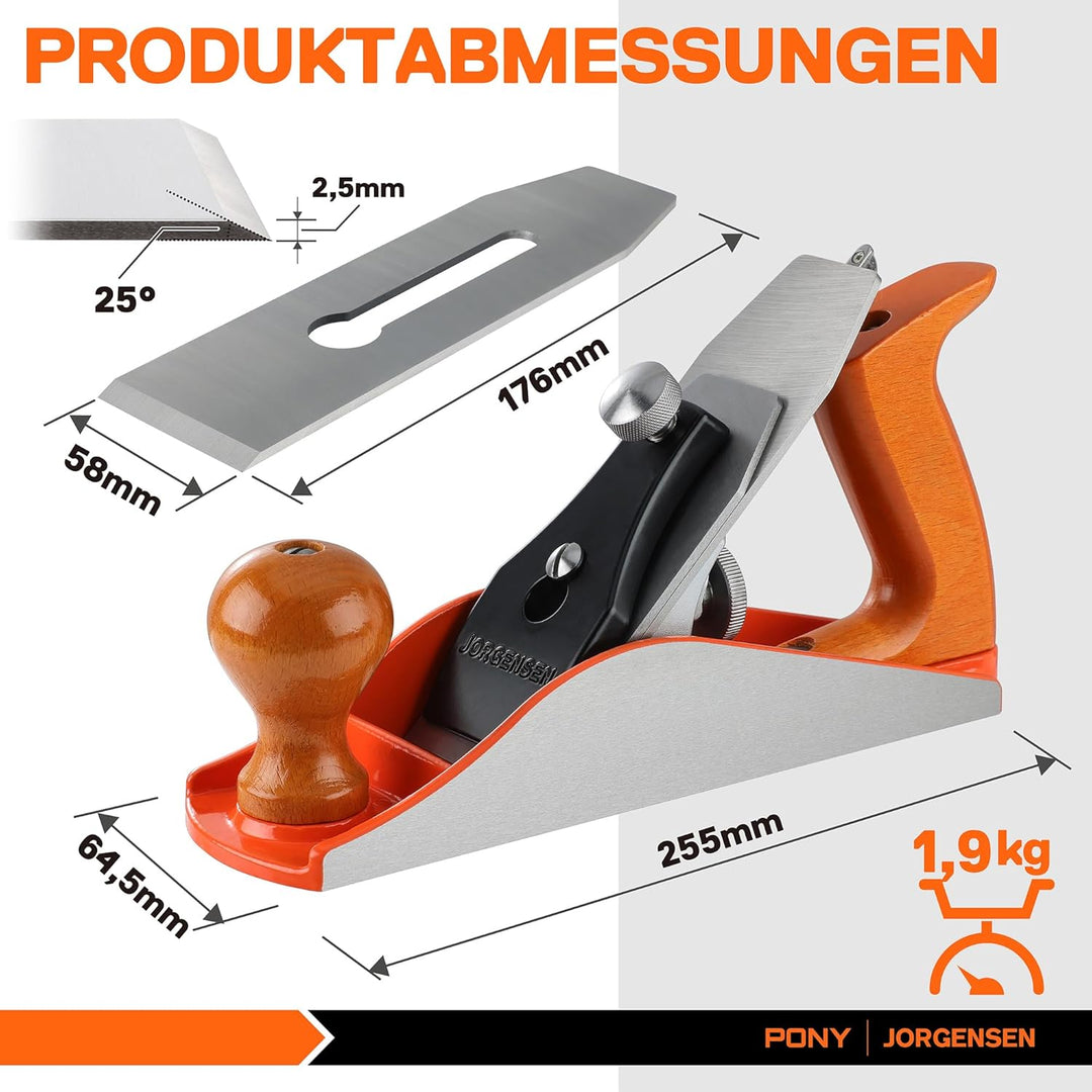 JORGENSEN Nr. 4 Holzhobel, Handhobel für Holzbearbeitung, Holzhobel, Wagenhobel zum Trimmen, Holzhob