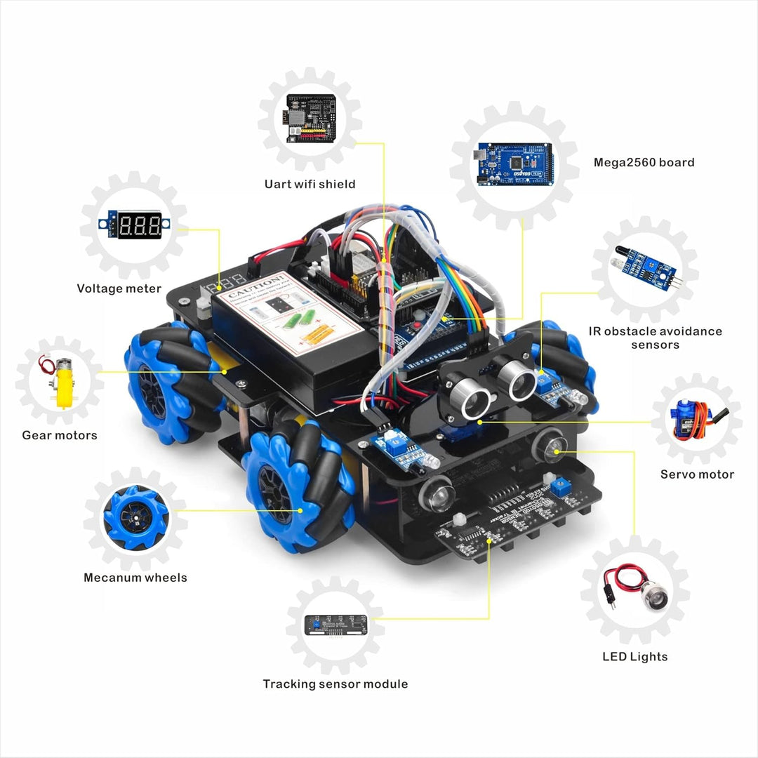 OSOYOO Omni-directinal Mecanum Wheel Robotic Car Kit für Arduino Raspberry Pi STEM Ferngesteuerte pä