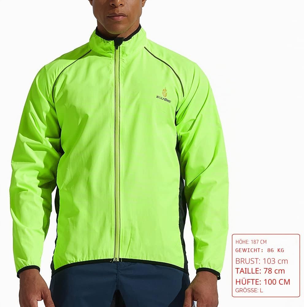 WOSAWE Herren-Fahrradjacke Winddichte wasserdichte MTB Mountainbike Jacket Für Radfahren, Joggen & W