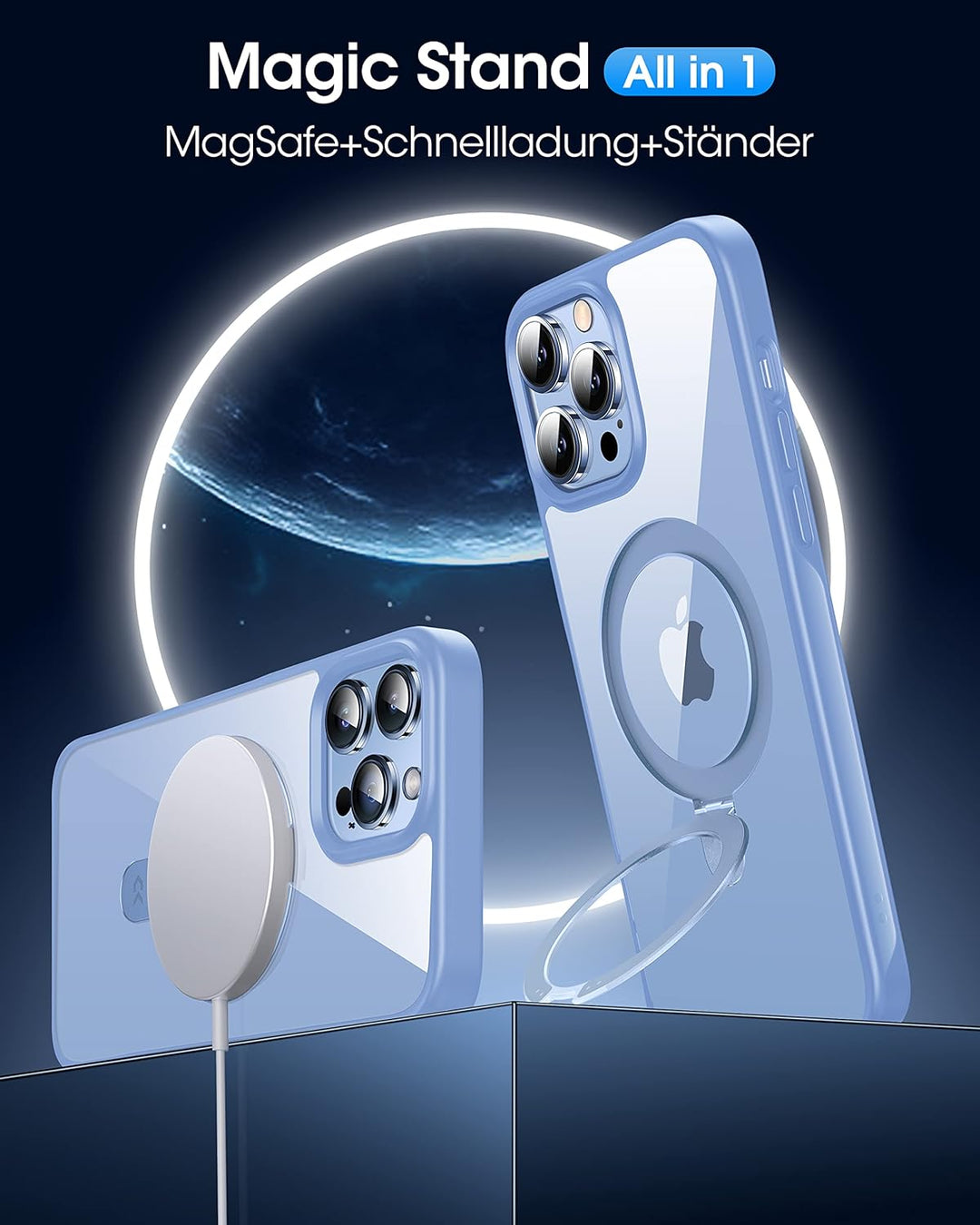 CASEKOO Magic Stand für iPhone 13 Pro Max Hülle für MagSafe [Militärschutz] [Unsichtbarer Ständer] S