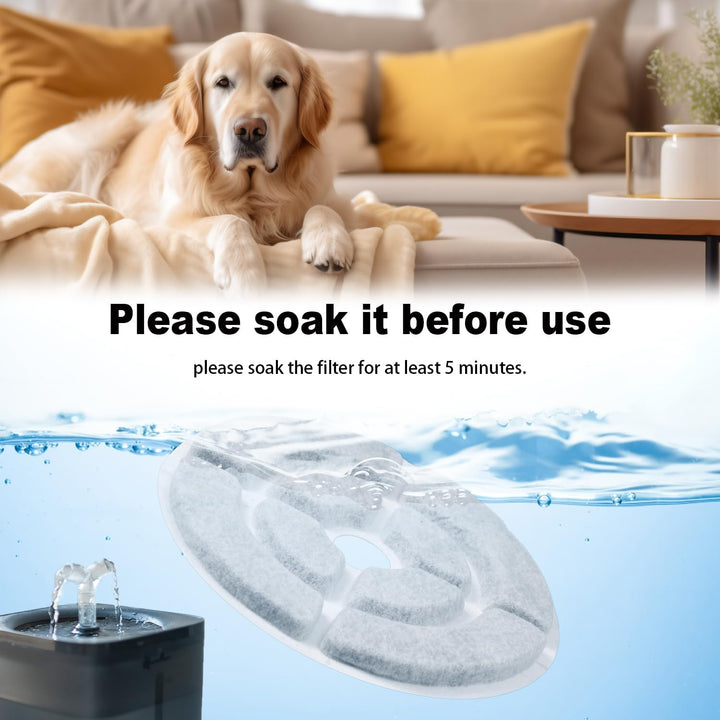 Gosknor 12 Stück 17,6cm Hundetrinkbrunnenfilter, Aktivkohle Futterfilter für Haustierwasserspender m