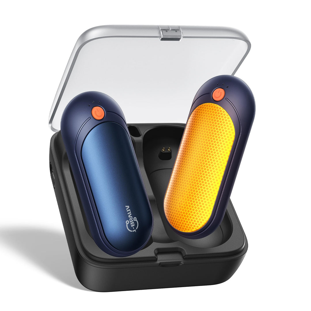Handwärmer Elektrisch 2er Set, 2000mAh Taschenwärmer Wiederverwendbar Mit 10000mAh Ladebox, 5 Heizst