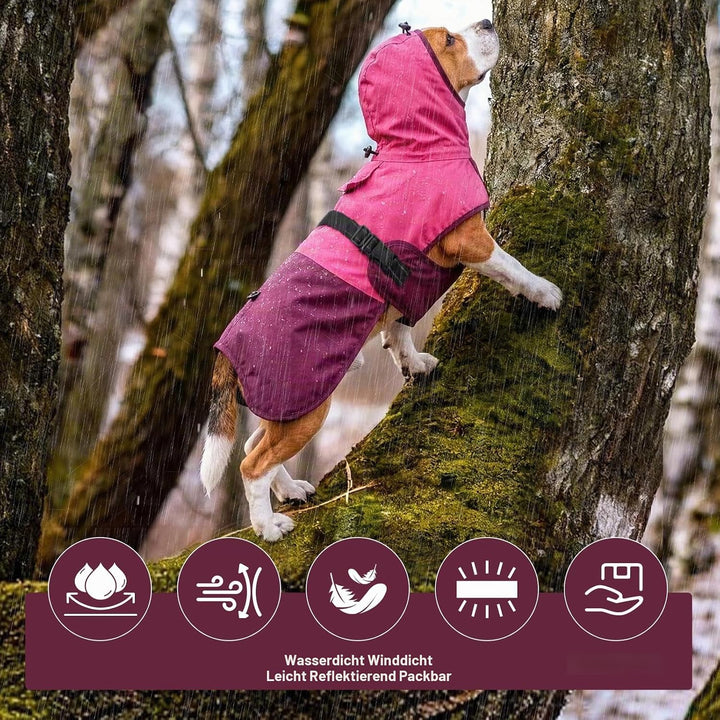 Hunde-Regenmantel für mittelgrosse Hunde, verstellbar, wasserdicht, reflektierend, atmungsaktiv, vol