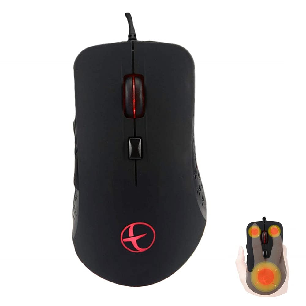 Mit beheizter Maus, kabelgebundene Gaming-Maus, ergonomisches Design, 6 programmierbare Tasten, 2400