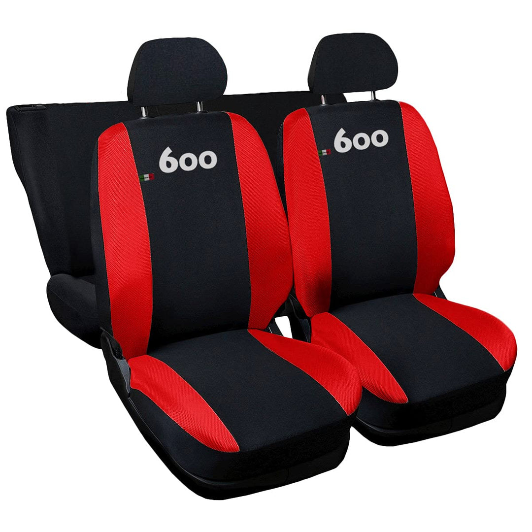Lupex Shop FIAT 600 zweifarbige Sitzbezüge - schwarz rot Einzeln, Einzeln