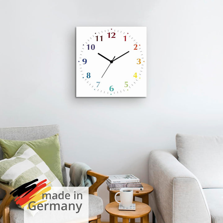 ARTLAND Wanddeko Wanduhr ohne Tickgeräusche Alu Quarzuhr 30x30 cm Quadratisch Lautlos 12 Ziffern Far