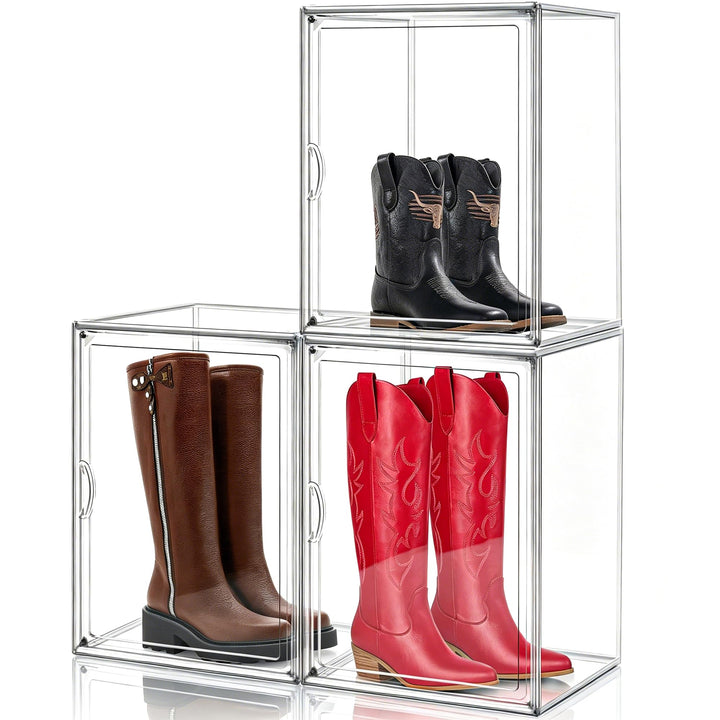 Stapelbare hohe Stiefel Schuh Aufbewahrung Boxen, Acryl Display Case Transparent Plastik Stapelbare