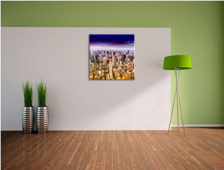 Pixxprint Skyline New York - Blick vom Dach des Empire State Building, Format: 70x70 als Leinwandbil