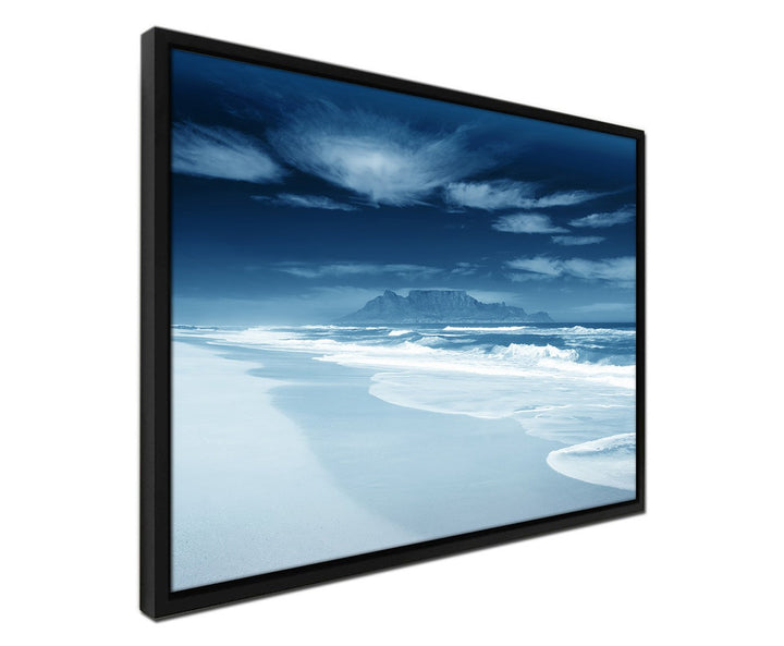 Paul Sinus Art 105x75cm Wandbild – Farbe Blau Petrol - auf Leinwand inkusive Schattenfugenrahmen sch