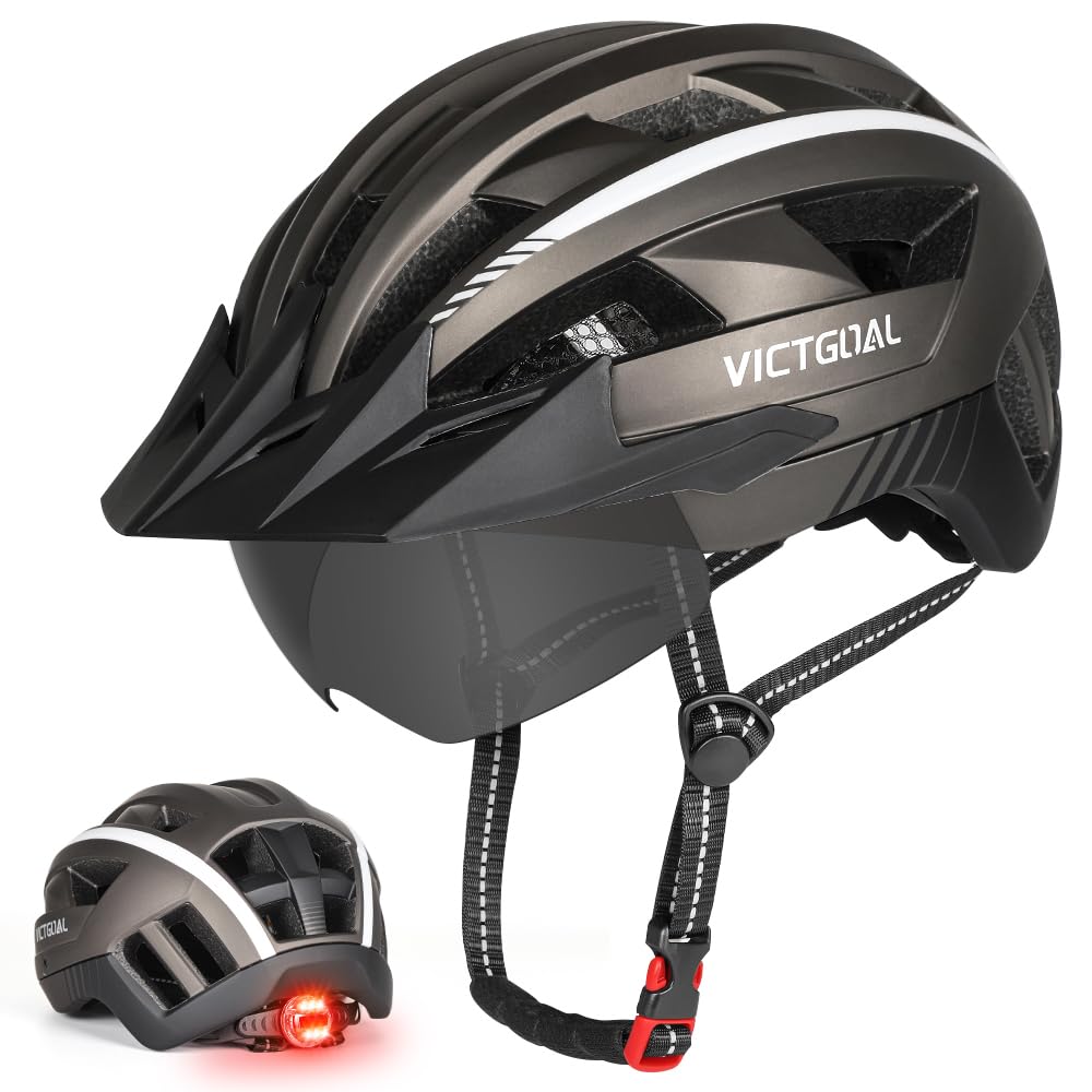 VICTGOAL Fahrradhelm MTB Mountainbike Helm mit magnetischem Visier Abnehmbarer Sonnenschutzkappe und