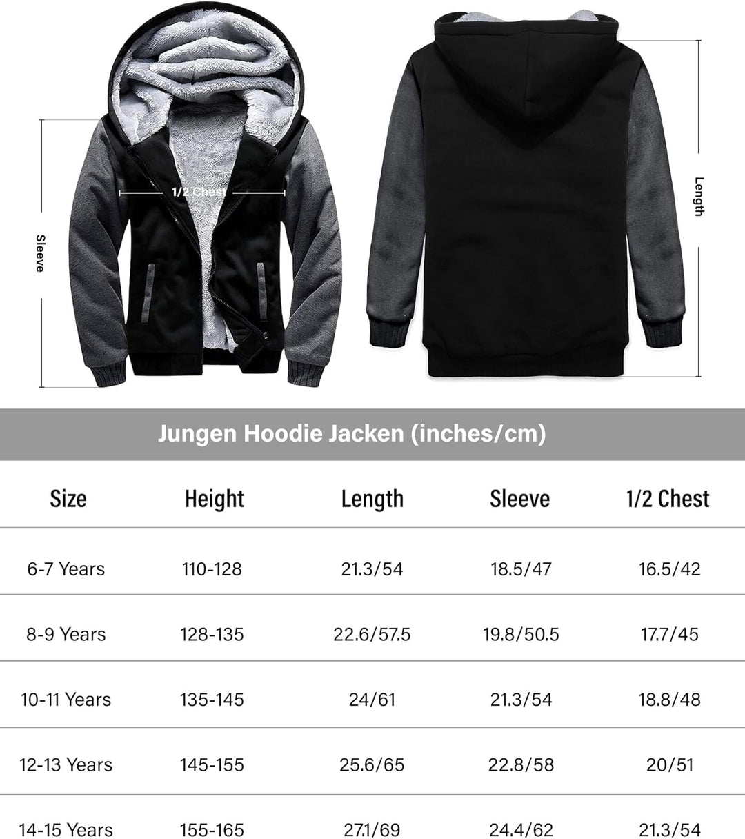 JACKETOWN Jungen Sweatjacke Gefüttert Kinder Hoodie Sweatshirt Kapuzenpullover Fleecejacke mit Kapuz
