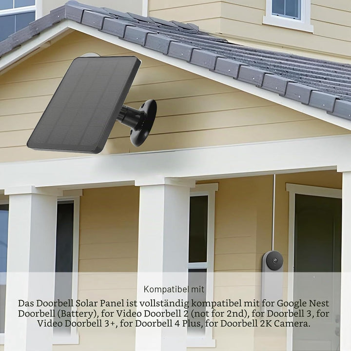 10W Solarpanel für Türklingel, Solarpanel Ladegerät für Nest/Eufy Doorbell 2K Kamera, Ring Video Doo