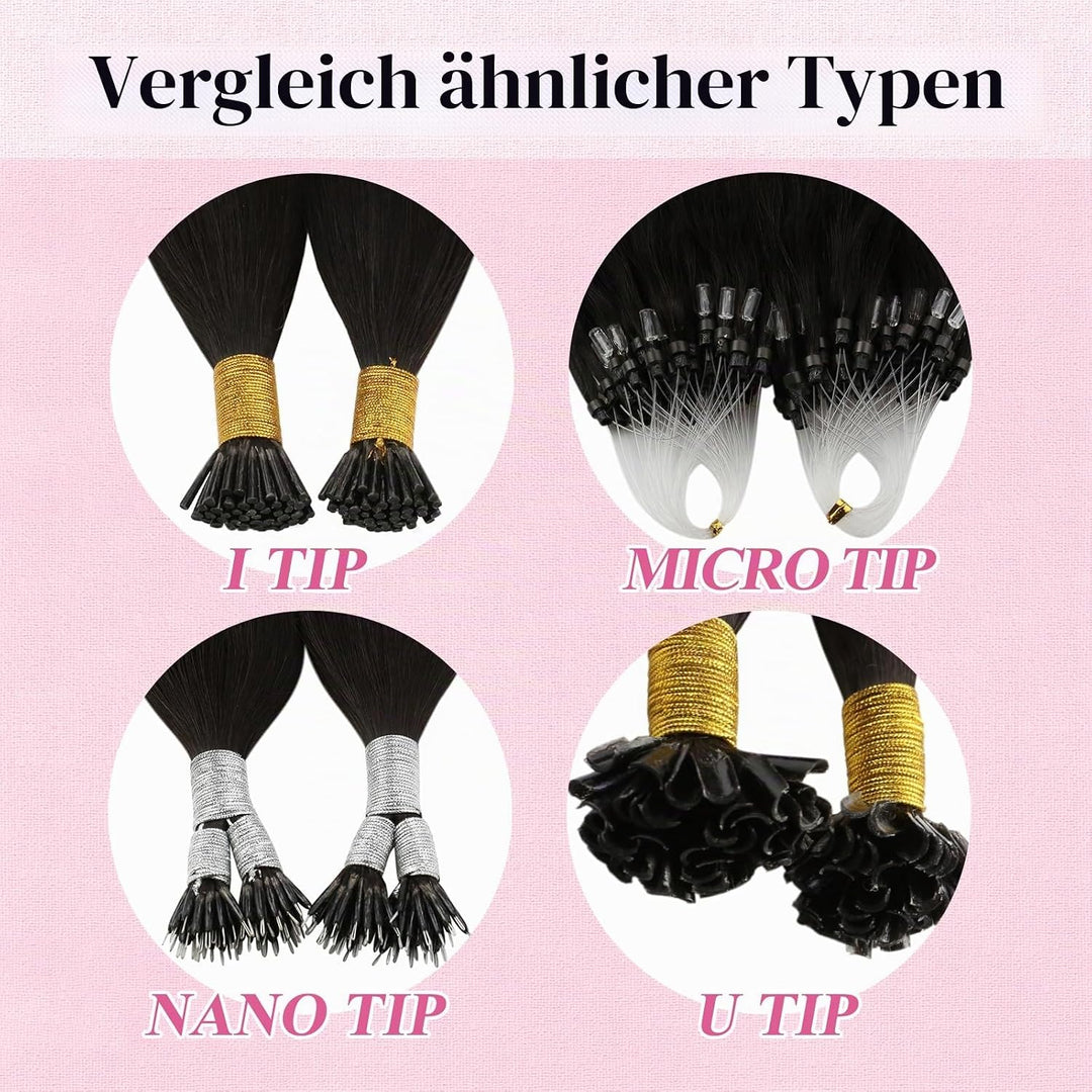 YoungSee Extensions Echthaar Microring Braun 40cm Microring Extensions Echthaar 1g Micro Ring Hair E