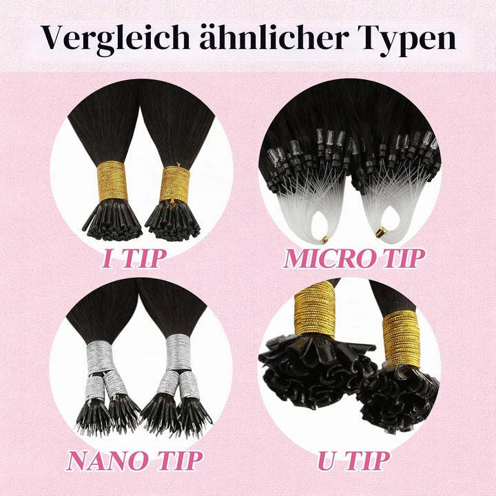 YoungSee Extensions Echthaar Microring Braun 40cm Microring Extensions Echthaar 1g Micro Ring Hair E