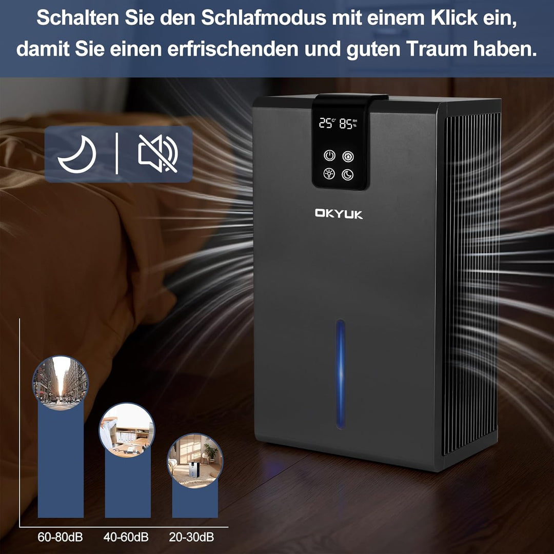 Luftentfeuchter Elektrisch 2700ml, Luftentfeuchter für Zuhause mit automatischer Abschaltung, 7-Farb
