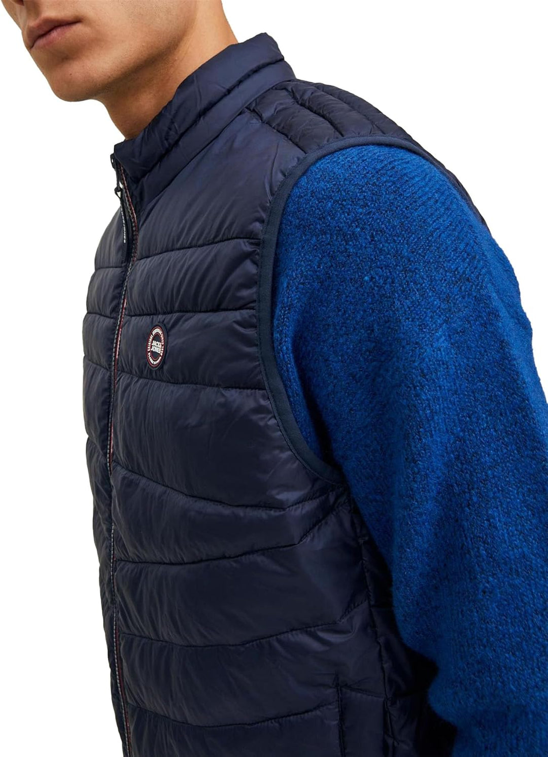 JACK & JONES Herren Jjehero Bodywarmer Collar Noos Quilted Jacket S Navy Blazer/Detail:CONTRAST ZIP,