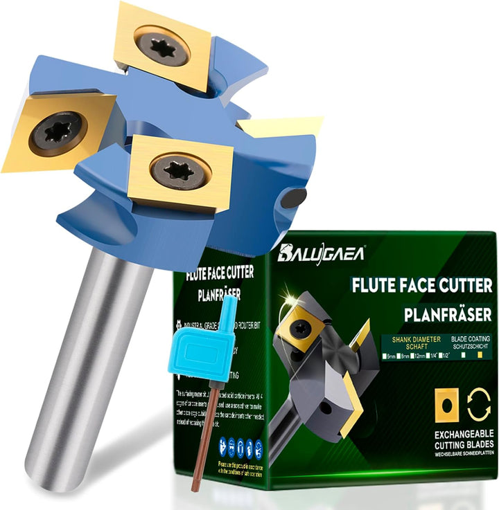 Planfräser 8mm Schaft 4 Zähne Ø 38.1mm Planfräser für oberfräse Hobmlfräser mit Wendeplatten Nutfräs