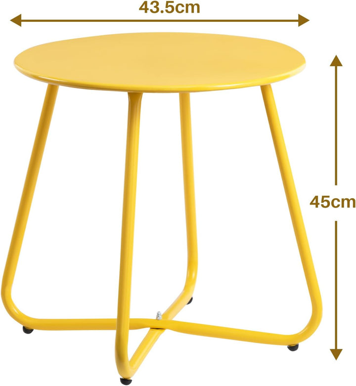 HollyHOME Beistelltisch Outdoor Balkontisch Klein Gartentisch Rund Beistelltisch Metall Wetterfest L