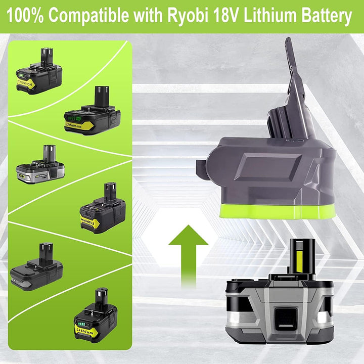 Verbesserter RY18V7V8 Adapter für Dyson V7+V8 Vakuumreiniger, Vakuumadapter für Ryobi 18V Lithiumbat