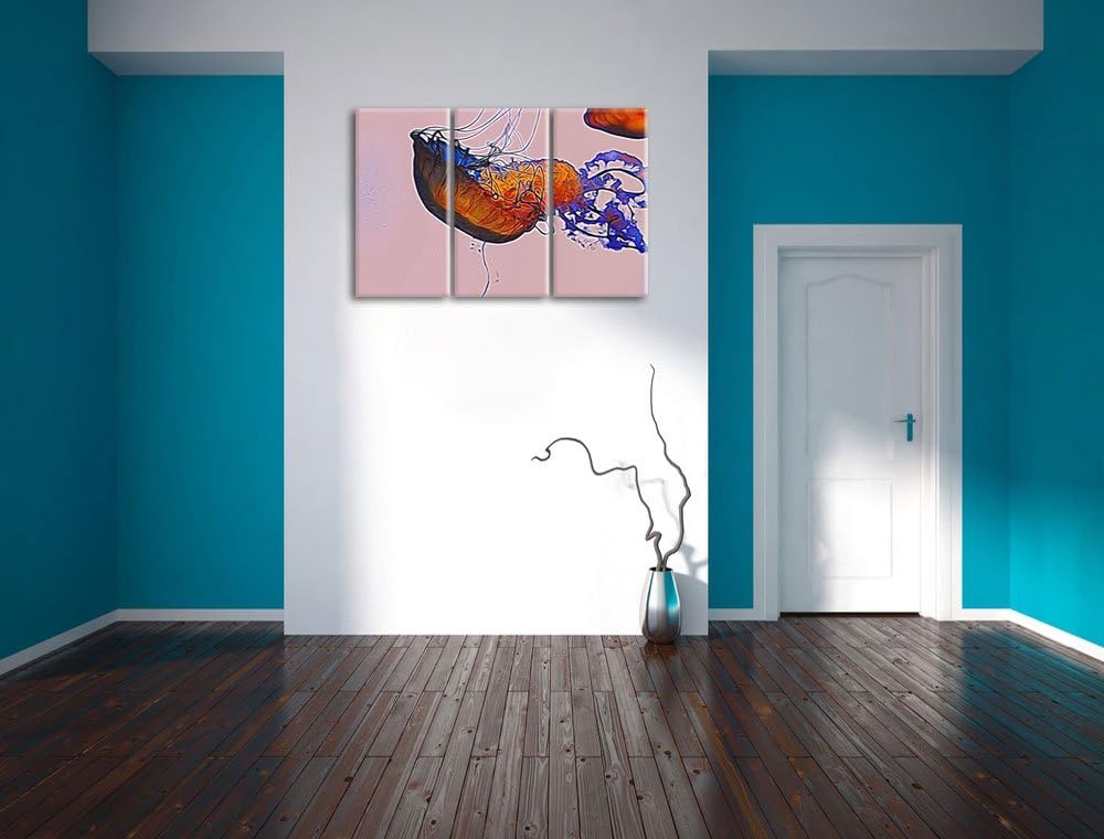 anmutige Qualle im Wasser schwarz/weiss Deluxe 3-Teiler Leinwandbild 120x80 Bild auf Leinwand, XXL r