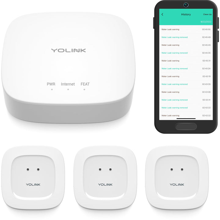 YoLink Smart Home Starter-Set: Wassersensor 3er-Pack & Hub Kit – Sensor kompatibel mit Alexa und IFT