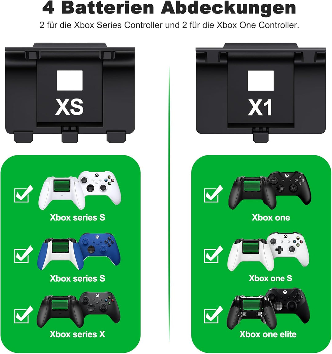 HELLCOOL Xbox Controller Akku für Xbox One/Xbox Series X&S Controller, 2 x 3600 mWh Akku kompatibel