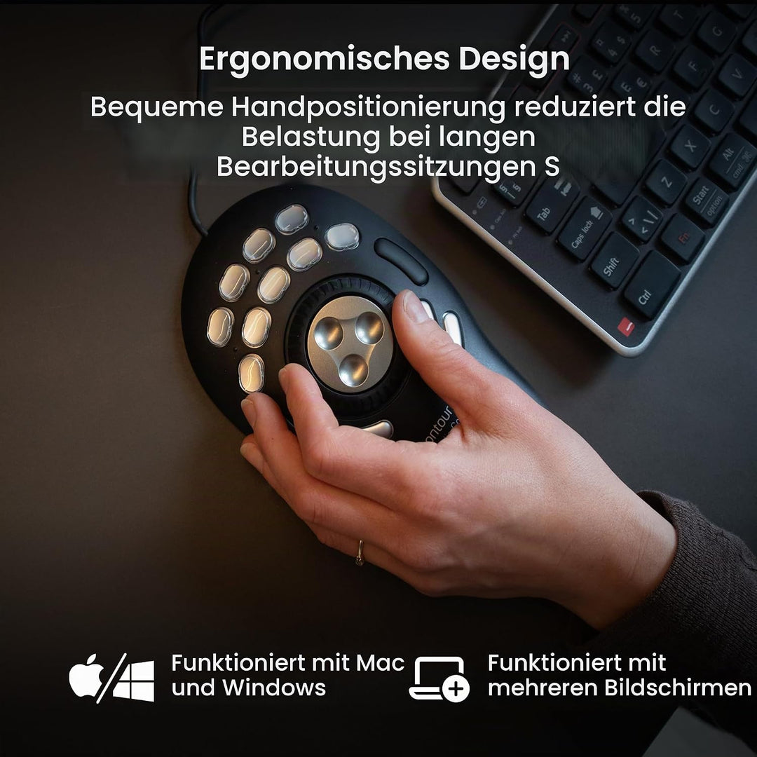 Contour Multimedia Controller PRO v2 | Ergonomisches Jog Wheel für Video/Musik/Bildbearbeitung | USB